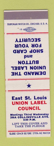 Matchbook Cover - East St Louis Union Label Council IL