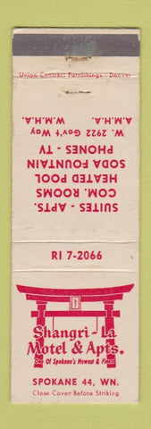 Matchbook Cover - Shangri La Motel Apartments Spokane WA WEAR