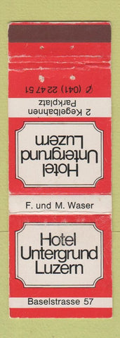 Matchbook Cover - Hotel Untergrund Luzern Switzerland? WEAR