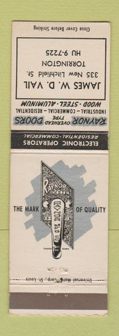 Matchbook Cover - James Vail Raynor Garage Doors Torrington WY