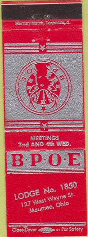 Matchbook Cover - Matchbook Cover Elks Club Maumee OH
