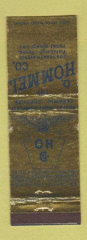 Matchbook Cover - O Hommel Pittsburgh PA Ceramic Supply WEAR