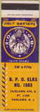 Matchbook Cover - Matchbook Cover Elks Club Fairlawn NJ