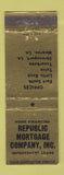 Matchbook Cover - Republic Mortgage Fort Smith Little Rock AR Tulsa OK WEAR