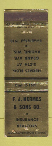 Matchbook Cover - FJ Hermes Insurance Real Estate Racine WI WEAR