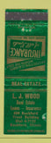 Matchbook Cover - LJ Wood Real Estate Insurance Rockford IL WORN