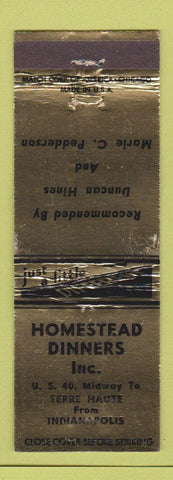 Matchbook Cover - Homestead Dinners Terre Haute IN