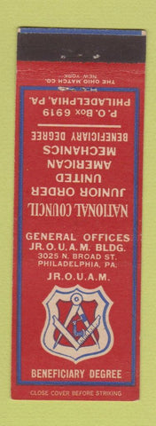 Matchbook Cover - United JR Order American Mechanics Union Philadelphia PA