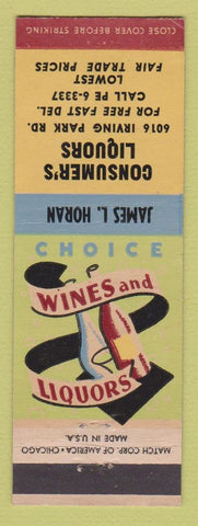 Matchbook Cover - Consumer's Liquors Chicago IL James Horan