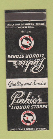 Matchbook Cover - Pinkie's Liquor Stores West TX Texas
