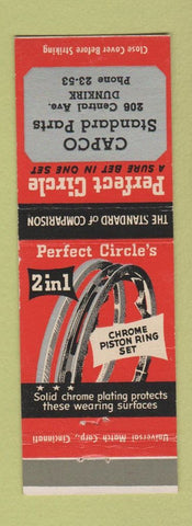 Matchbook Cover - Perfect Circle Piston Rings Dunkirk NY