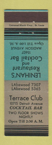 Matchbook Cover - Terrace Club Lenihan's Restaurant Cleveland? OH