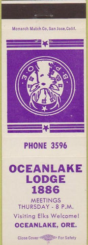 Matchbook Cover - Matchbook Cover Elks Club Oceanlake OR