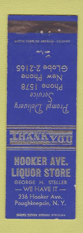 Matchbook Cover - Hooker Ave Liquor Store Poughkeepsie NY