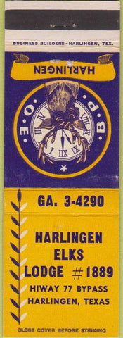 Matchbook Cover - Matchbook Cover Elks Club Harlingen TX