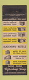 Matchbook Cover - Blackhawk Hotels Peoria St Paul MN Davenport IA WEAR