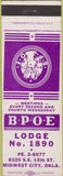Matchbook Cover - Matchbook Cover Elks Club Midwest City OK