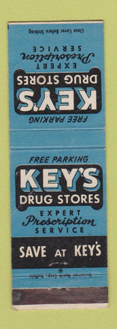 Matchbook Cover - Key's Drug Stores CREASED