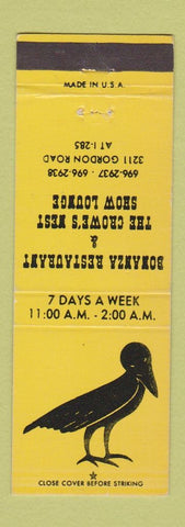 Matchbook Cover - Bonanza Restaurant Crowe's Nest