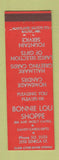 Matchbook Cover - Bonnie Lou Shoppe Fountain