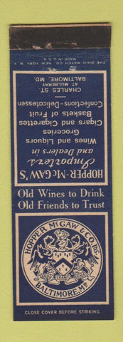 Matchbook Cover - Hoopper McGaw Liquor Grocery imports Baltimore MD