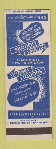 Matchbook Cover - Saltzman's Liquors Chicago? ARROW