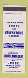 Matchbook Cover - George Bridenhager Judge Franklin County IN
