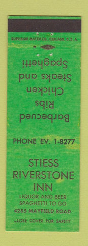 Matchbook Cover - Stiess Riverstone Inn South Euclid OH