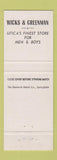 Matchbook Cover - Hart Schaffner Marx Men's Clothes Utica NY