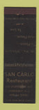 Matchbook Cover - San Carlo Rsetaurant Lyndhurst NJ WEAR