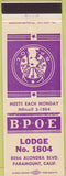 Matchbook Cover - Matchbook Cover Elks Club Paramount CA