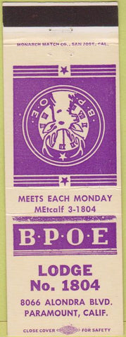 Matchbook Cover - Matchbook Cover Elks Club Paramount CA