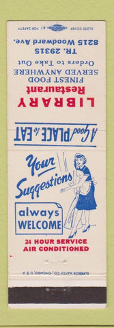 Matchbook Cover - Library Restaurant Detroit girlie