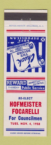 Matchbook Cover - Hofmeister Focarelli Councilman Election Red Bank NJ