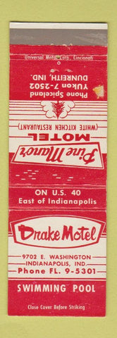 Matchbook Cover - Drake Motel Indianapolis Pine Manor Dunreith