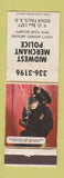 Matchbook Cover - Midwest Merchant Police Sioux Falls SD WEAR