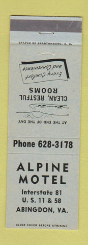 Matchbook Cover - Alpine Motel Abingdon VA