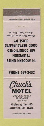 Matchbook Cover - Chuck's Motel Murdo SD