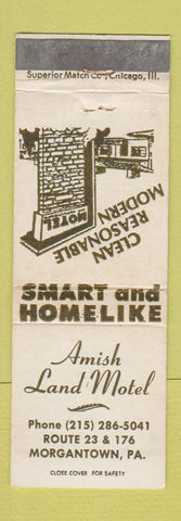 Matchbook Cover - Amish Land Motel Morgantown PA WEAR