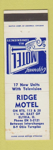 Matchbook Cover - Ridge Motel Elyria OH