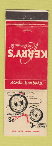Matchbook Cover - Kerry's Restaurants Santa Barbara CA
