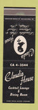 Matchbook Cover - Claudia House Philadelphia PA