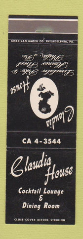 Matchbook Cover - Claudia House Philadelphia PA