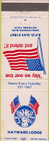 Matchbook Cover - Matchbook Cover Elks Club Hayward CA wear