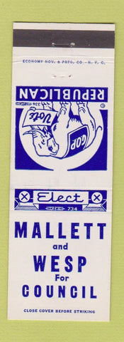 Matchbook Cover - Mallett and Wesp for Council Election Republican