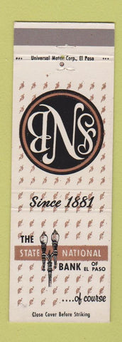 Matchbook Cover - State National Bank El Paso TX