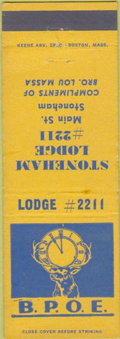 Matchbook Cover - Matchbook Cover Elks Club Stoneham MA