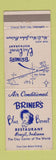 Matchbook Cover - Briner's Blue Bonnet Restaurant Brazil IN