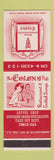 Matchbook Cover - Colony Pub Restaurant  Nnew York City