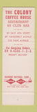 Matchbook Cover - Colony Pub Restaurant  Nnew York City